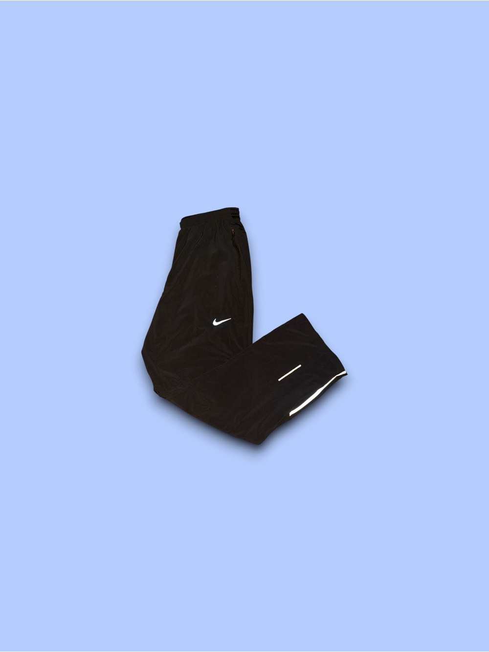 Nike Dri-FIT Men's Track Pants Black L Drawstring Pockets Zip Ankle Reflective